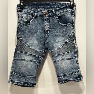Men's Blue Denim Biker Shorts